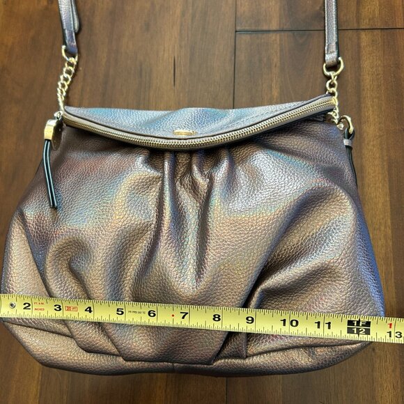 Juicy Couture Iridescent Fold Over Zip Flap Crossbody Metallic Gray - Picture 15 of 16